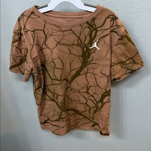Jordan Embroidered Kids M 10/12 Brown Short Sleeve Tee